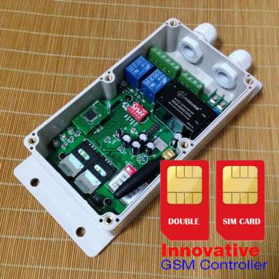 Double SIM card for double output channel on board GSM SMS remote controller