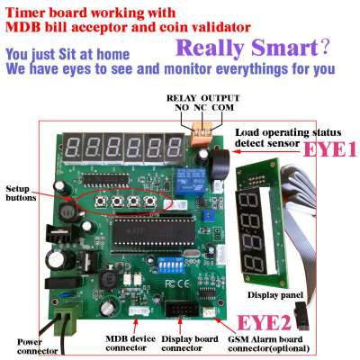 MDB Smart timer control board working with bill acceptor and coin validator